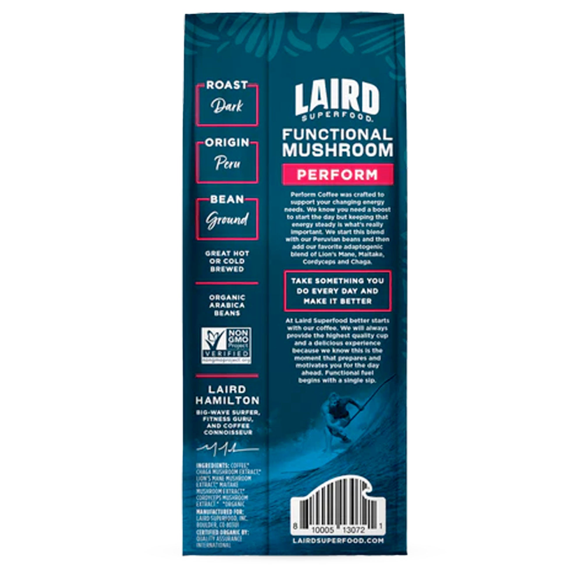 Laird Superfood Dark Roast Functional Mushrooms Grounded Coffee