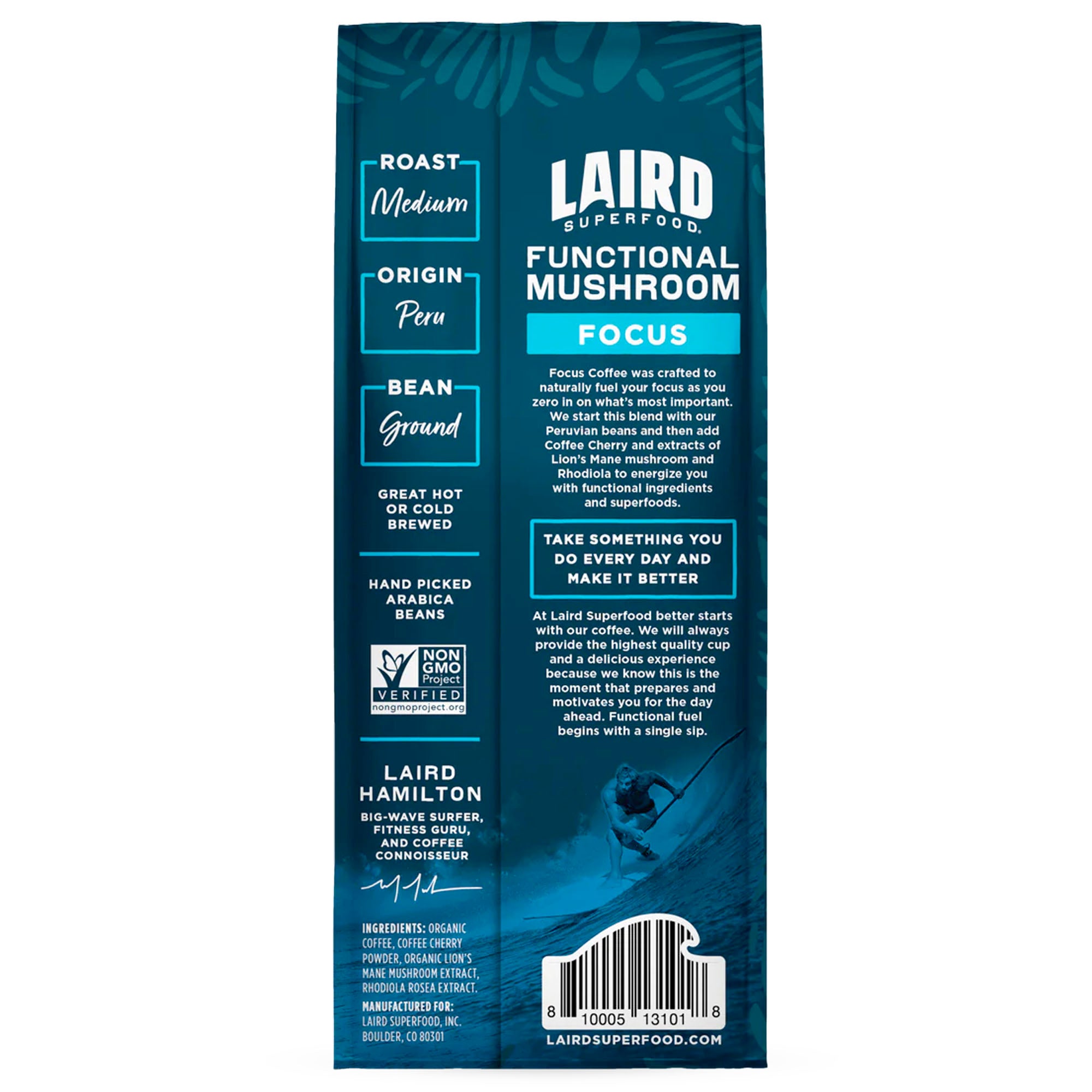 Laird Superfood Functional Mushrooms Focus Ground Coffee