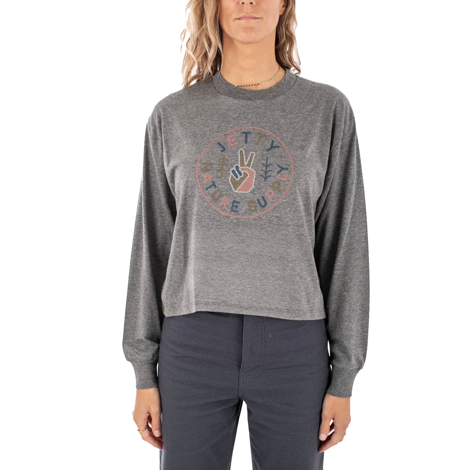 Jetty Good Natured Women's L/S Shirt - Charcoal