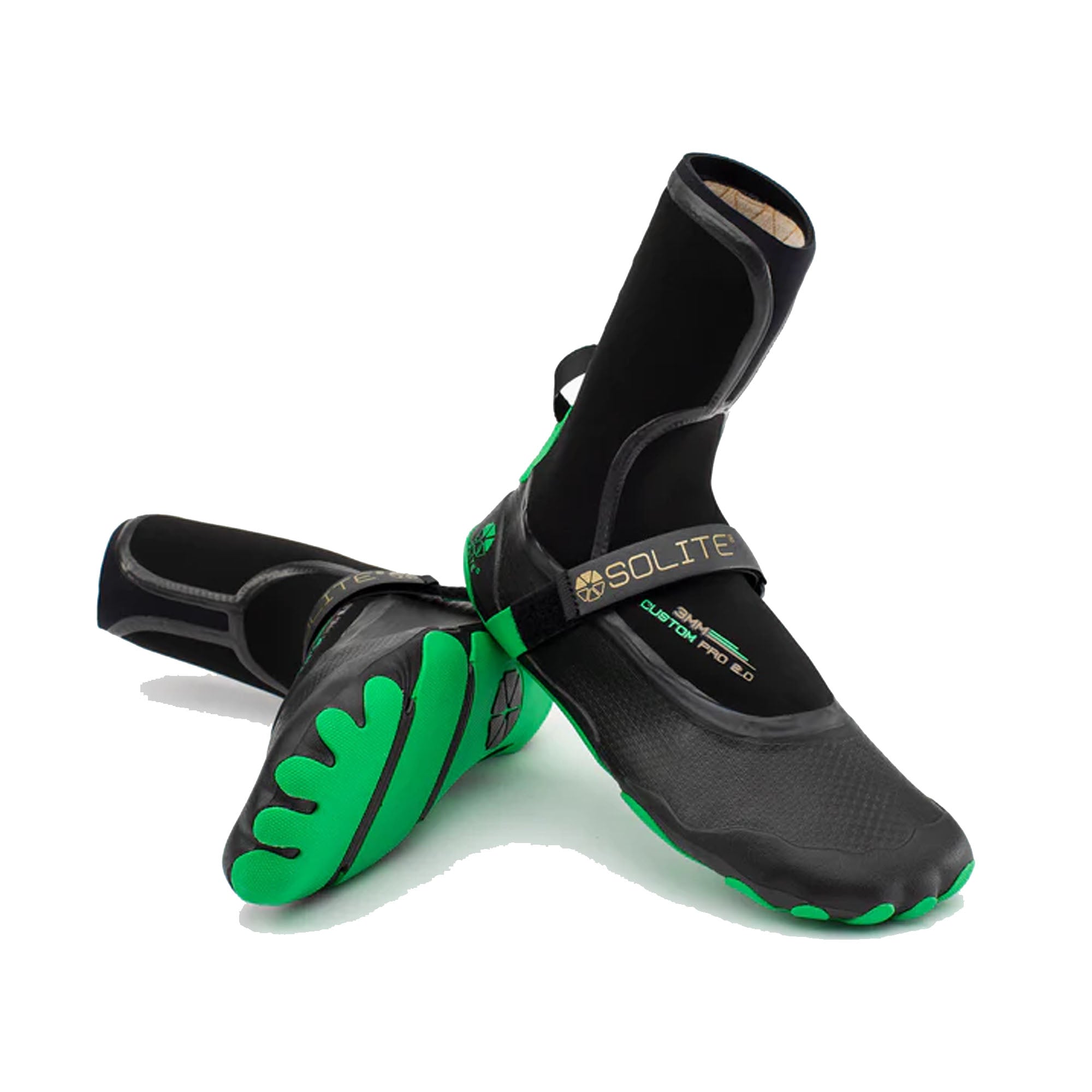 Solite 3mm Custom Pro 2.0 Surf Booties - Black/Green