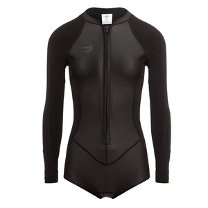 O'Neill Bahia 2/1 Women's Front-Zip L/S Short Springsuit - Glide Black/Black