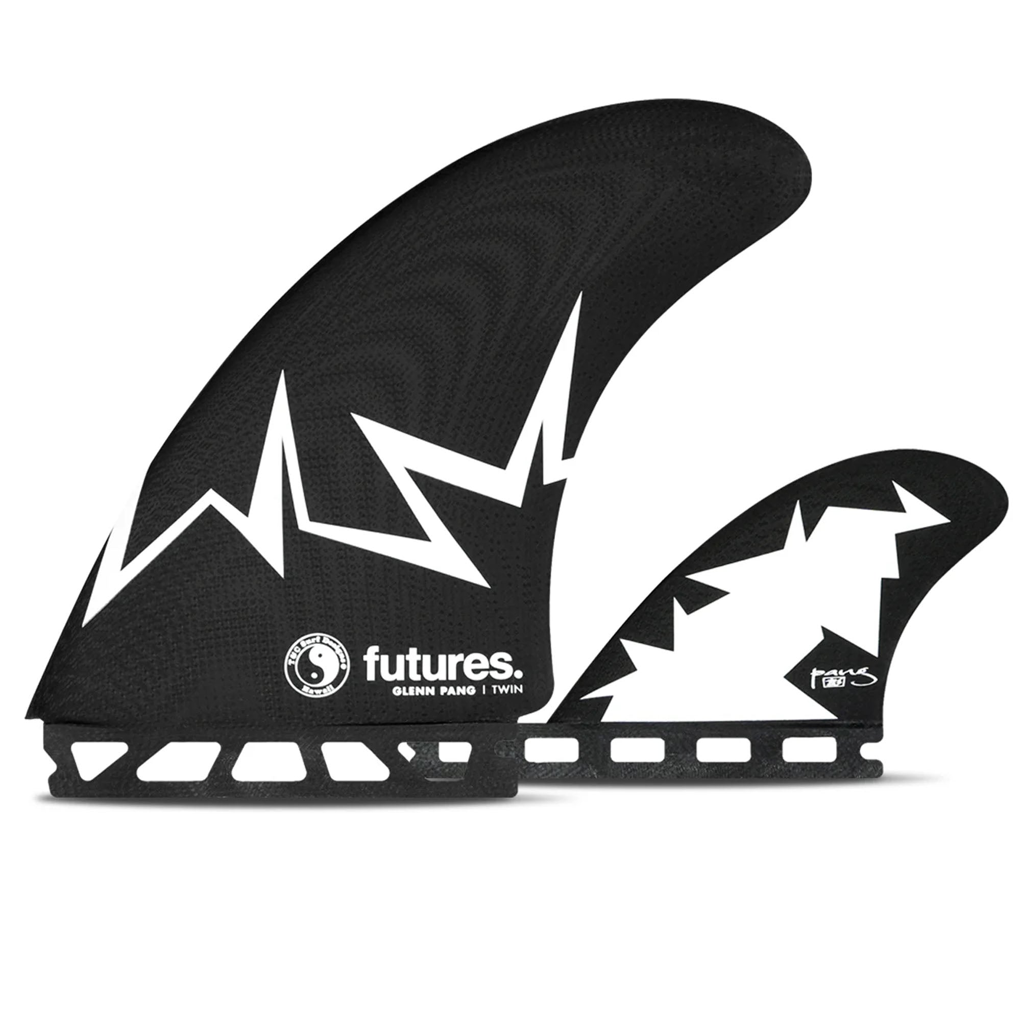 Futures Glenn Pang Twin + 1 Surfboard Fin Set - Black/White