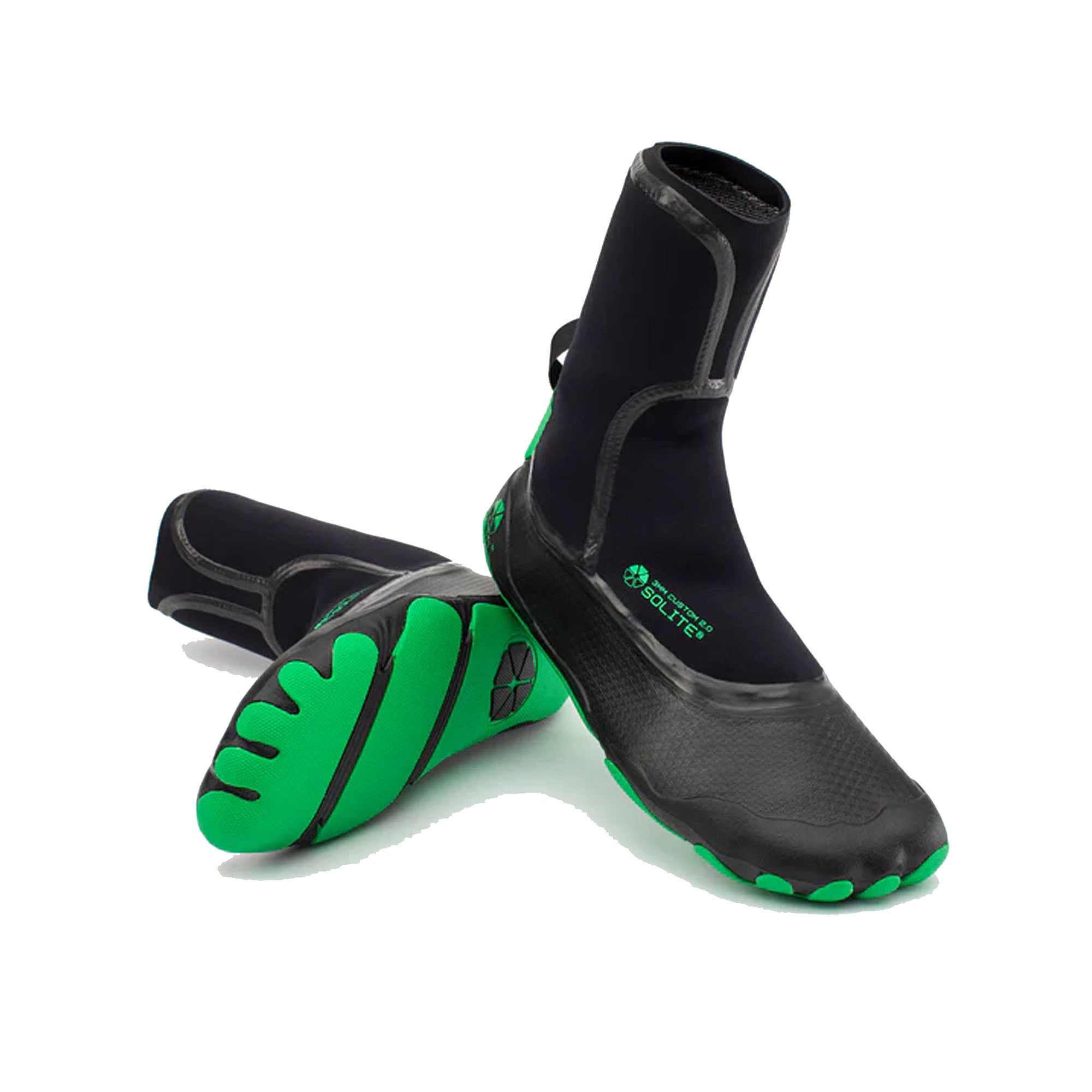 Solite 3mm Custom 2.0 Surf Booties - Black/Green