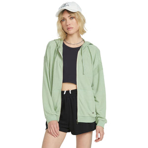 Volcom Lived In Lounge Frenchie Zip Women's Hoodie - Grass Green