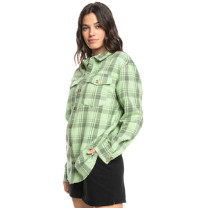 Roxy Let It Go Women's L/S Flannel Shirt - Green