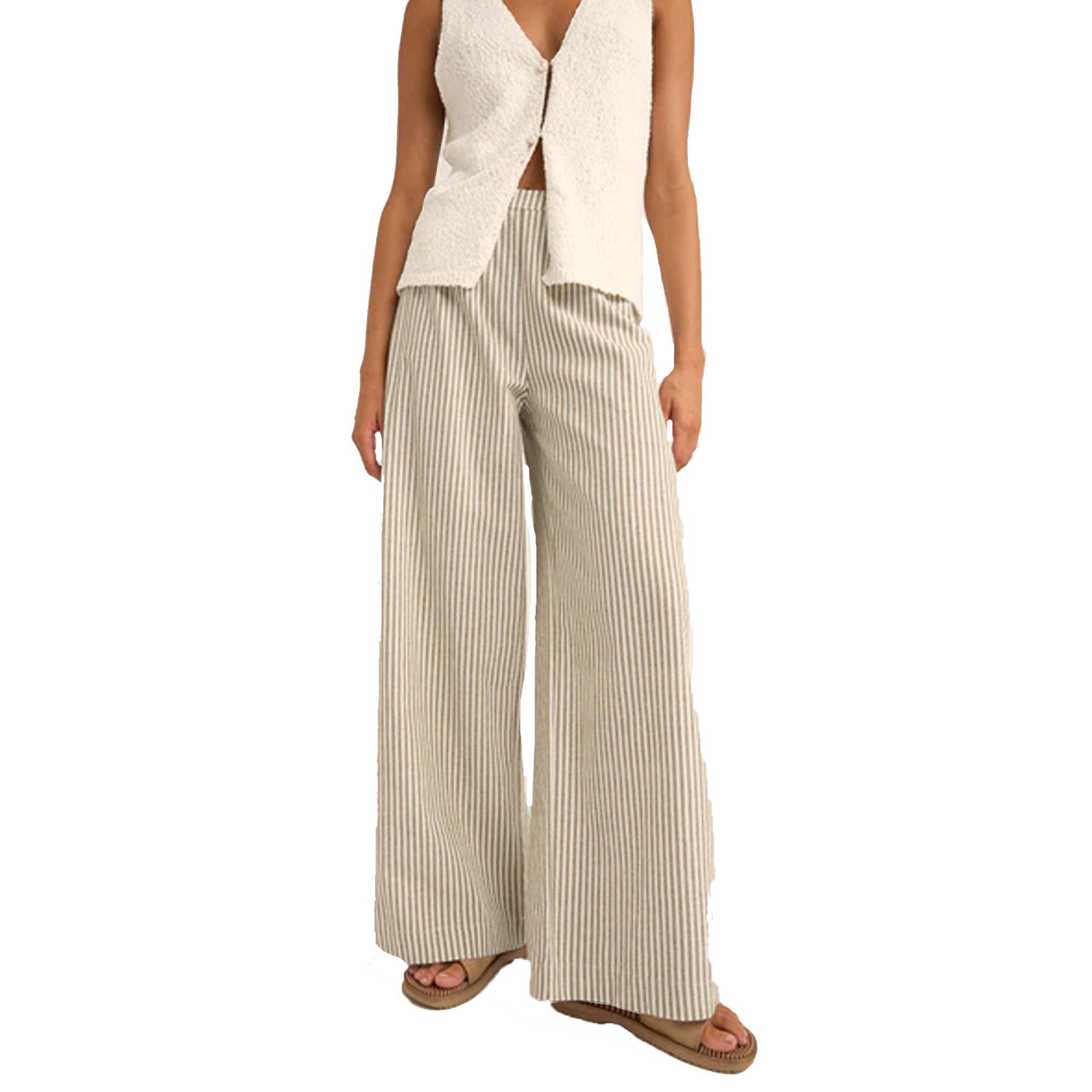 Rhythm Valley Stripe Wide Leg Women's Pants - Ivy