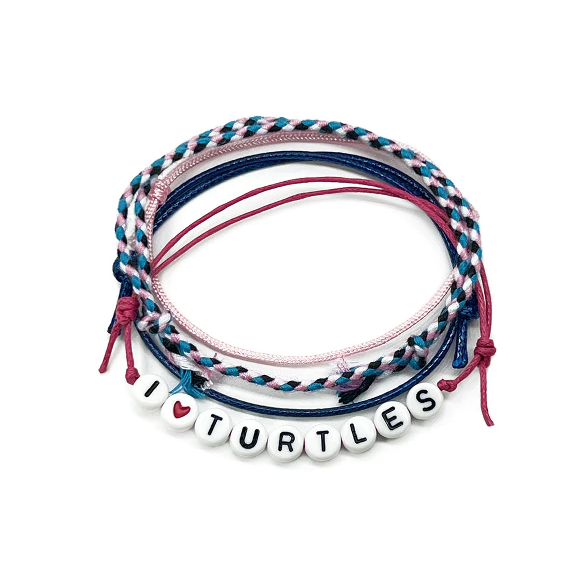 Oh Yeah I Heart Turtles Bracelet - Pink