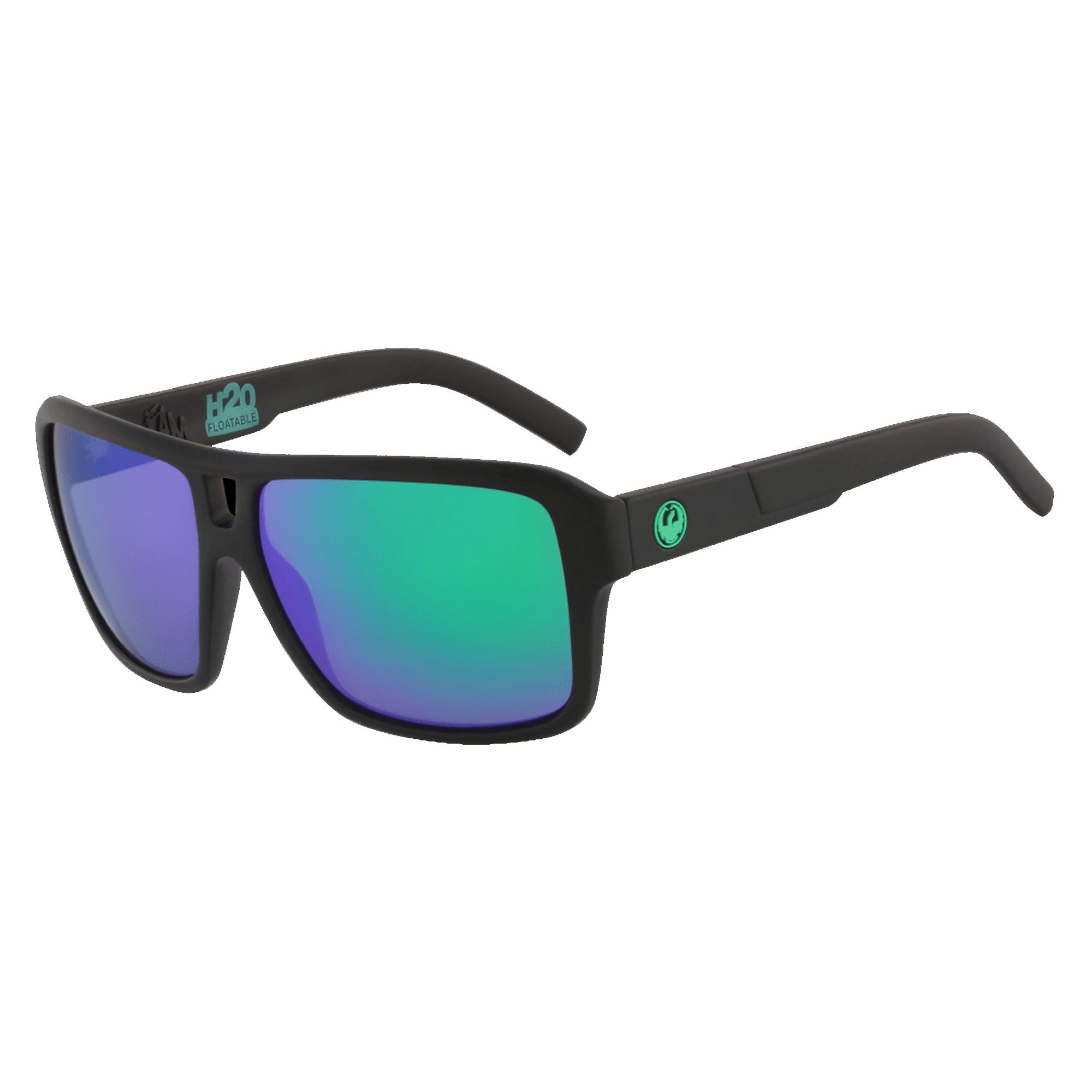 Dragon The Jam LL H20 Men's Sunglasses - Matte Black/Green Ion Polarized