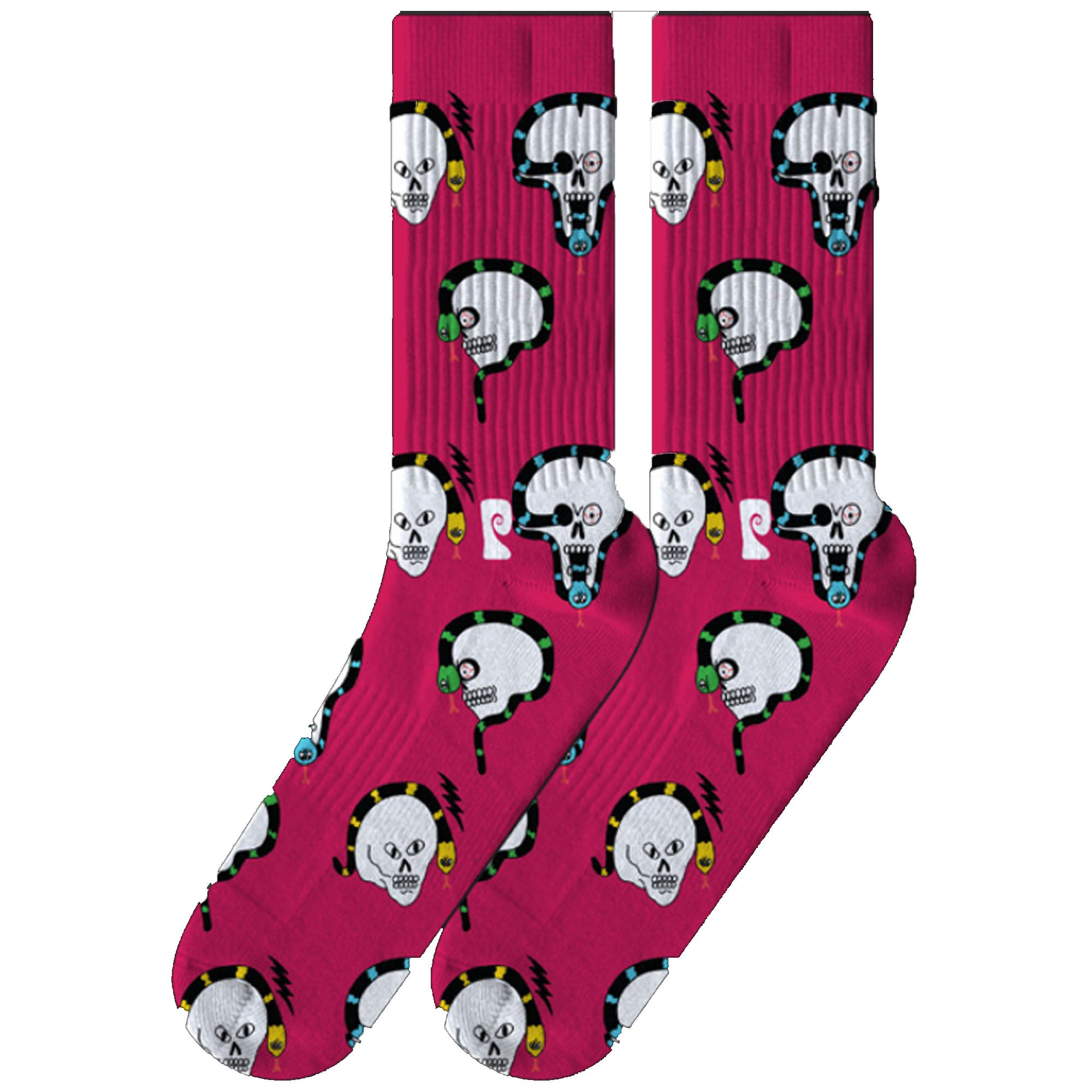 Psockadelic Jay Howell Skulls Crew Socks - Pink