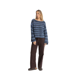 Rhythm Baklava Knit Women's L/S Sweater - Navy