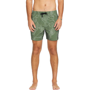 Volcom Lido Print 16" Men's Boardshorts - Light Olive