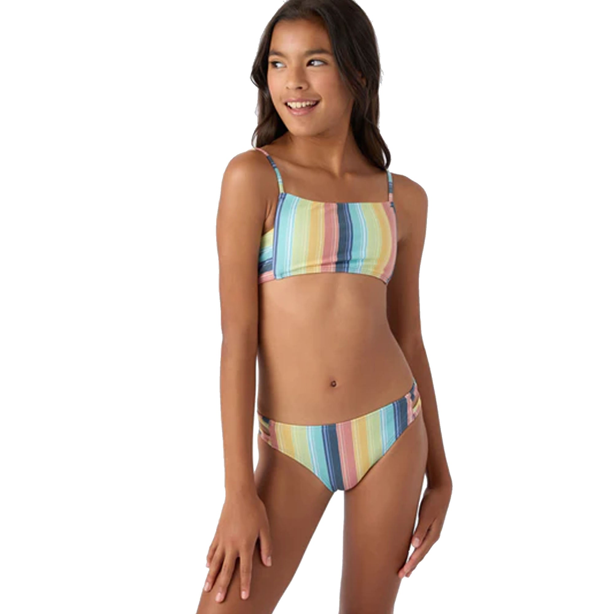 O'Neill Beachbound Stripe Square Neck Youth Girl's Bikini Set - Multi