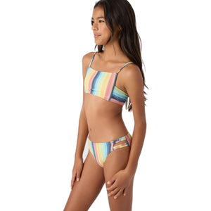 O'Neill Beachbound Stripe Square Neck Youth Girl's Bikini Set - Multi