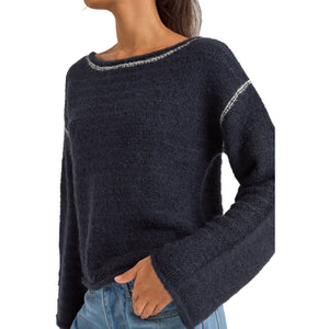 Rhythm Baklava Knit Women's L/S Sweater - Navy