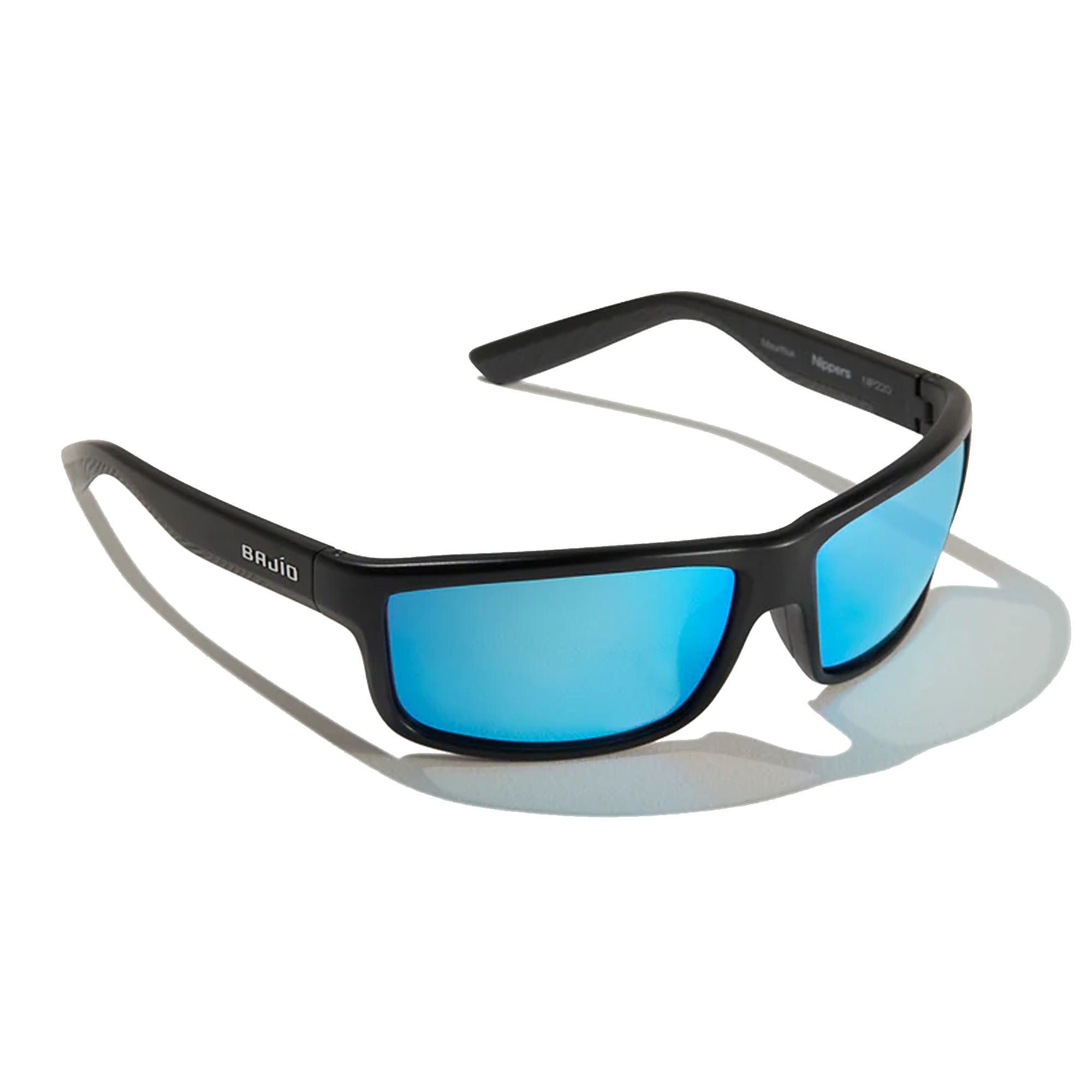 Bajio Nippers Medium Men's Sunglasses - Black Matte/Blue Mirror Polarized