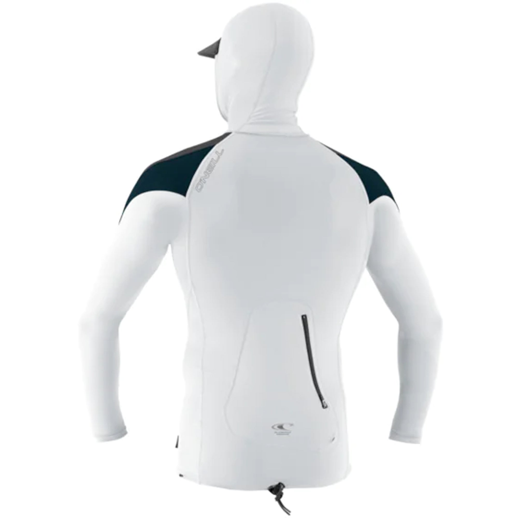 O'Neill Skins O'Zone Men's L/S Hooded Rashguard - White/Raven