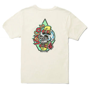 Volcom Sticker Skull Youth Boy's S/S T-Shirt - Off White