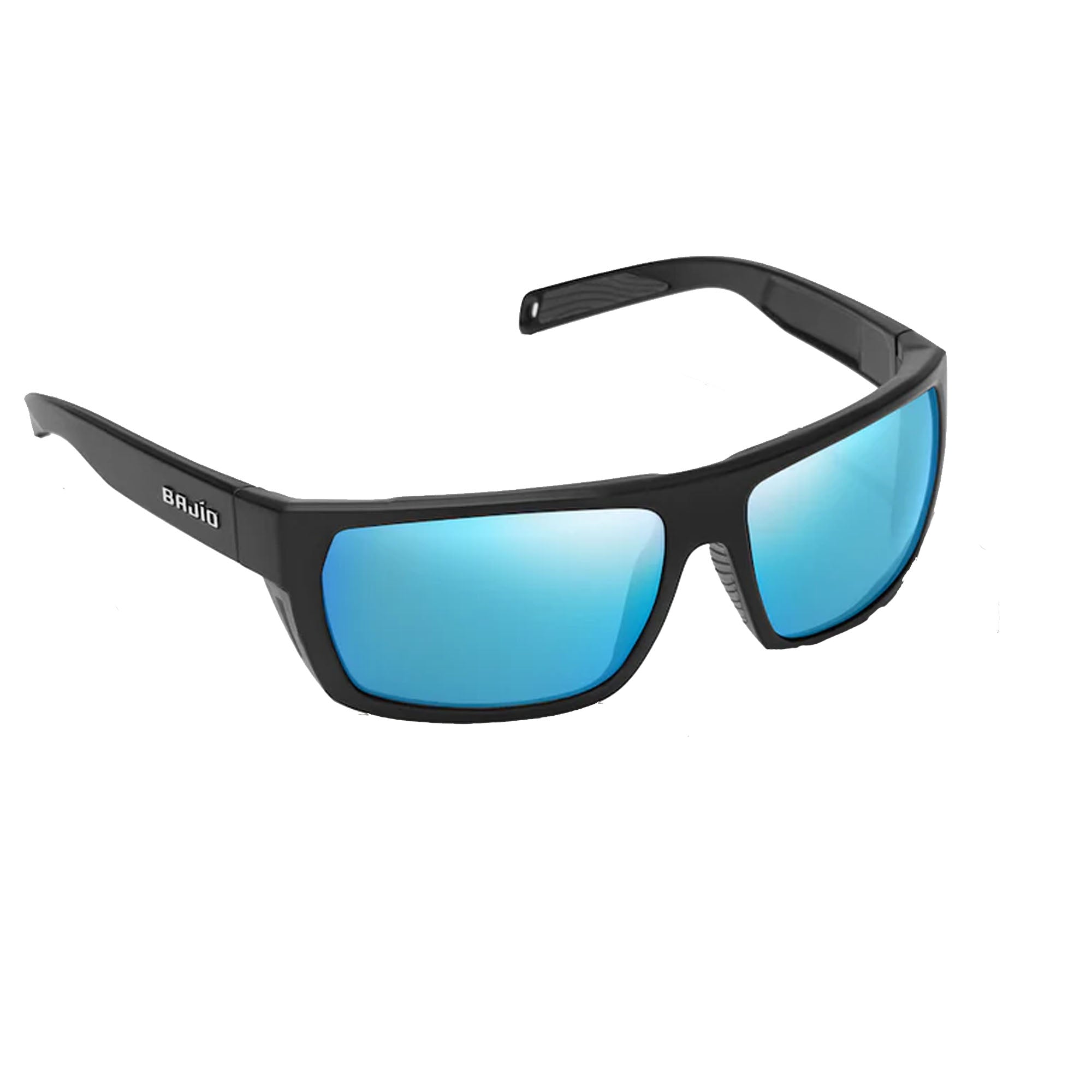 Bajio Palometa Medium Polarized Men's Sunglasses - Black Matte/Blue Mirror