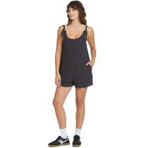 Volcom Lived In Lounge Tie Strap Women's Romper - Vintage Black