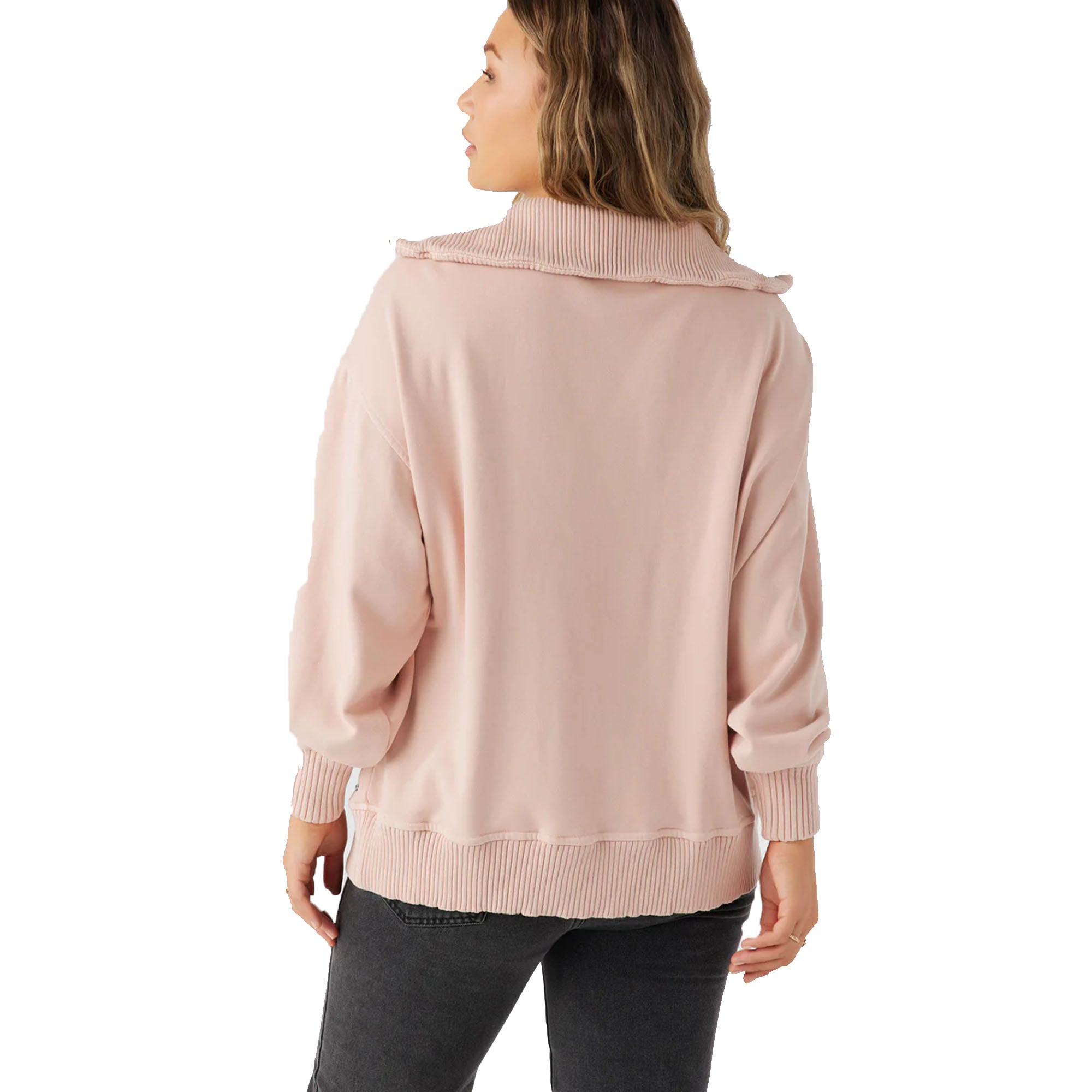 O'Neill Karma Mock Zip Women's L/S Pullover - Rose Dust