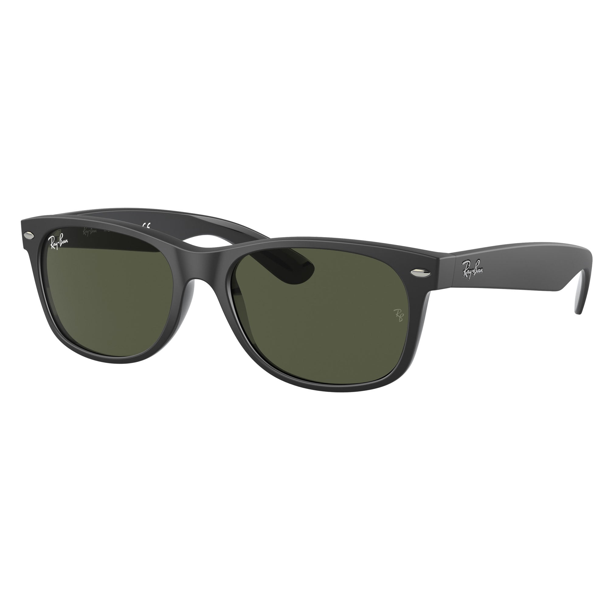 Ray-Ban New Wayfarer Men's Sunglasses - Rubber Black/Green Polarized