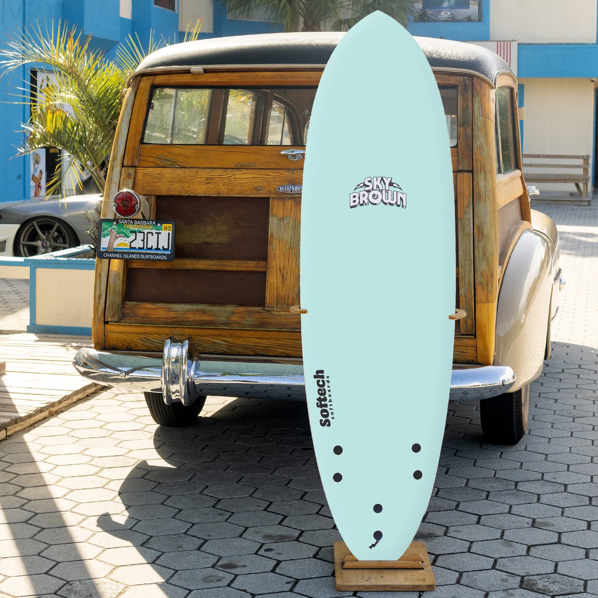 Softech Sky Brown 5'0 Soft Surfboard - Seafoam/Checkered