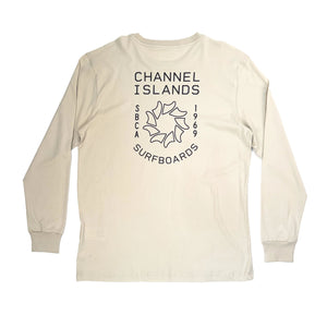 Channel Islands Spin Fin Crew Youth Boy's L/S Shirt - Off White