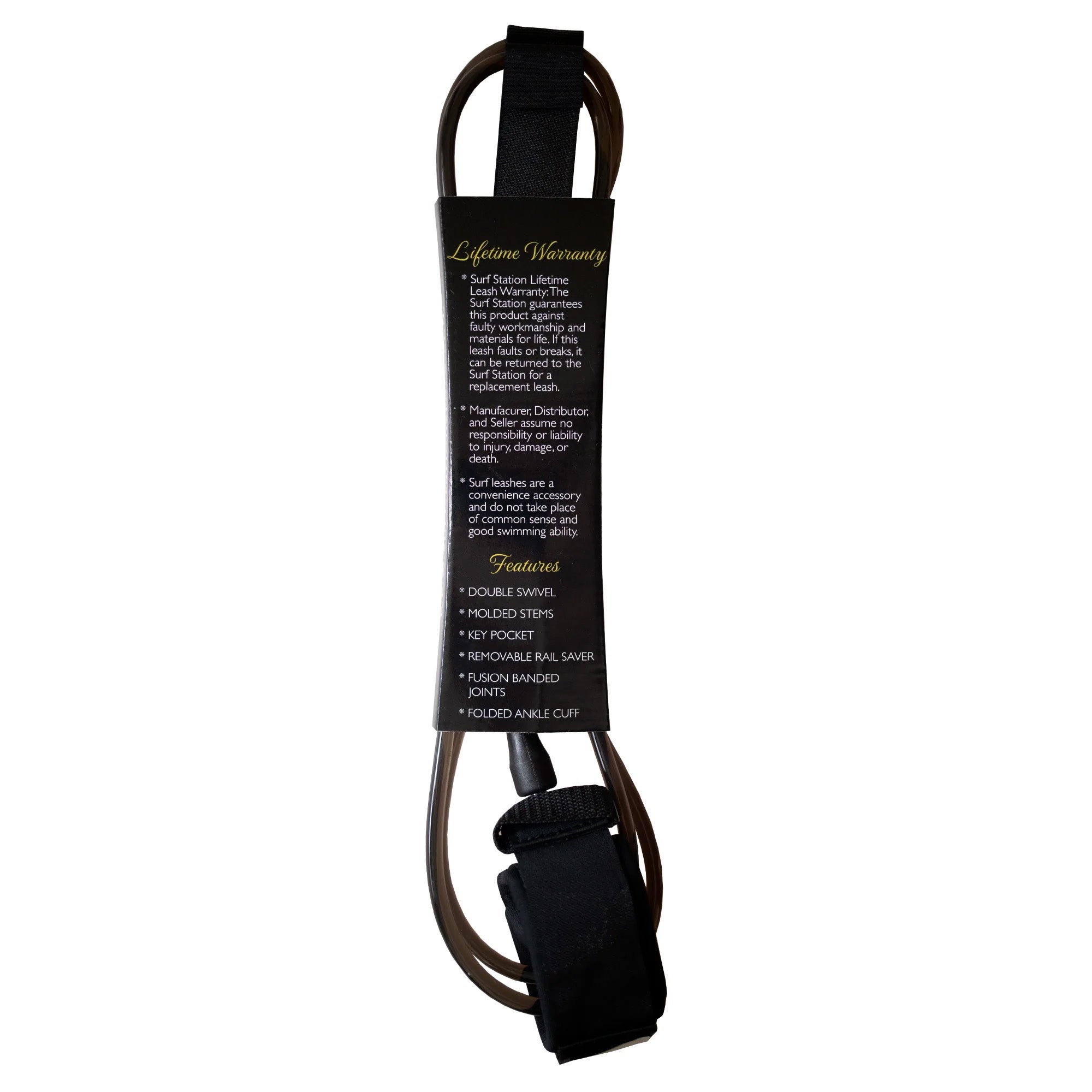 Surf Station Signature Series 10' Surfboard Leash - Black