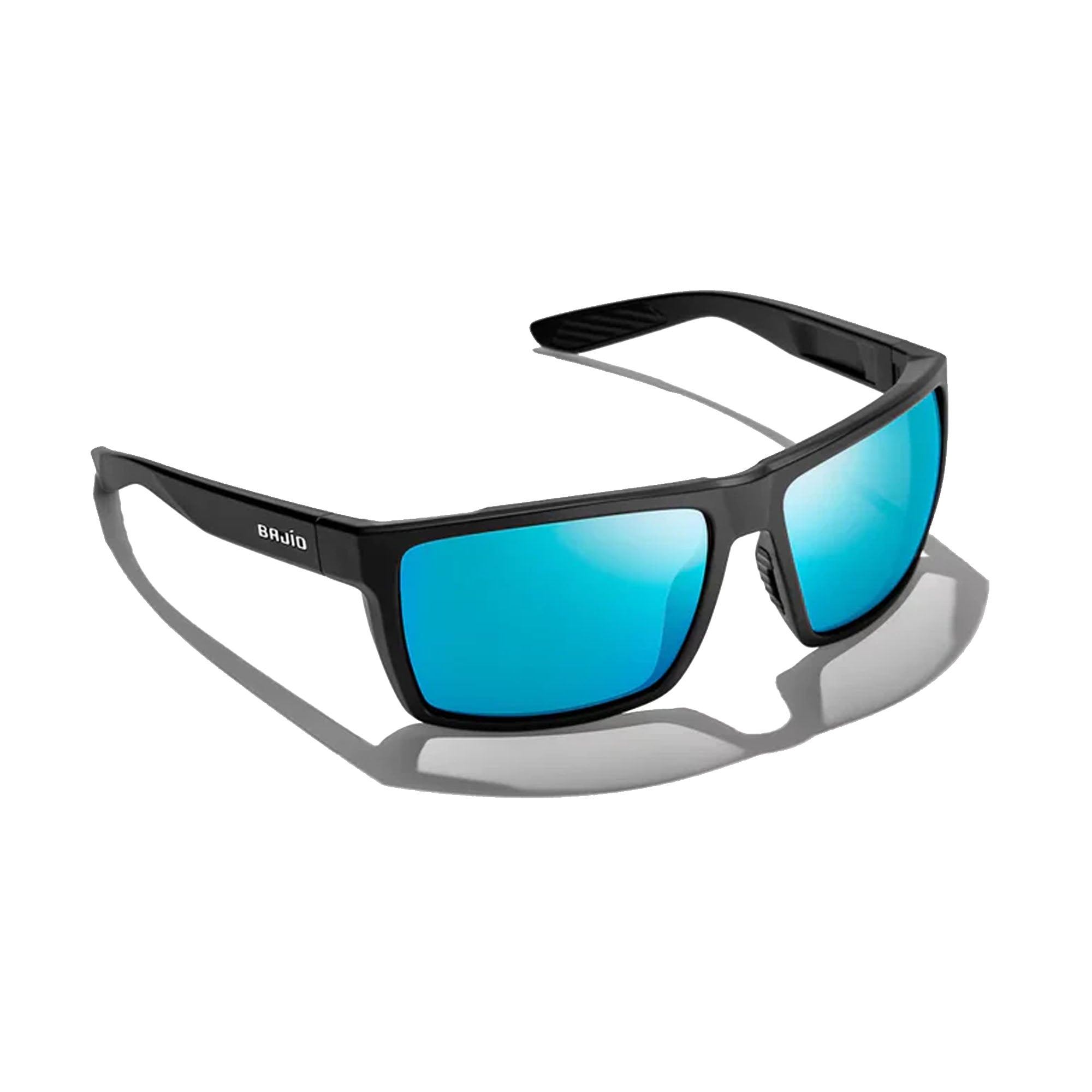 Bajio Stiltsville X-Large Men's Sunglasses - Black Matte/Blue Mirror Polarized