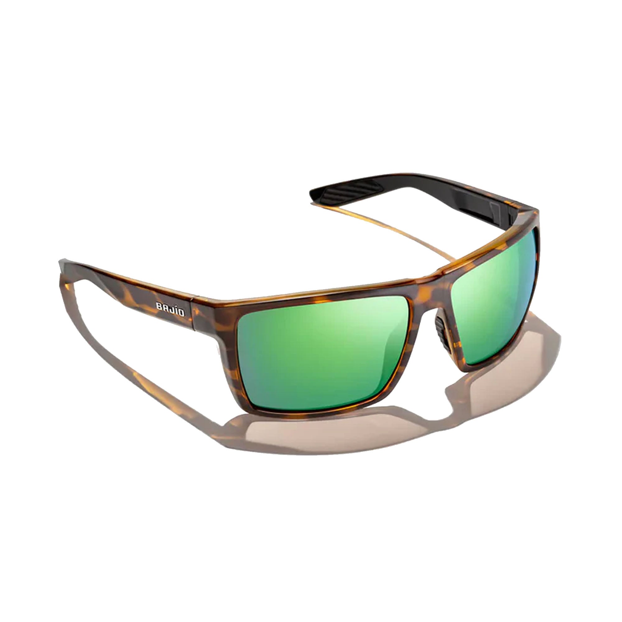 Bajio Stiltsville X-Large Men's Sunglasses - Brown Tortoise Gloss/Green Mirror Polarized