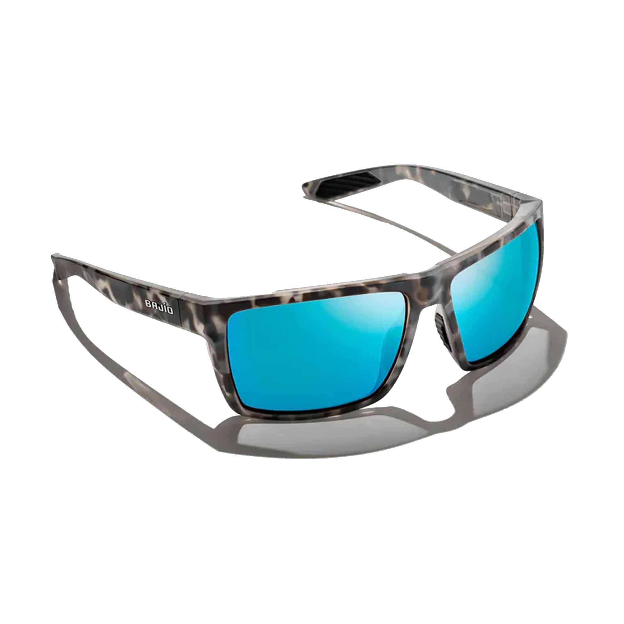 Bajio Stiltsville X-Large Men's Sunglasses - Grey Tortoise Matte/Blue Mirror Polarized