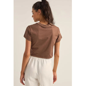 Rhythm Sunshine Crop Crew Women's S/S T-Shirt - Chocolate