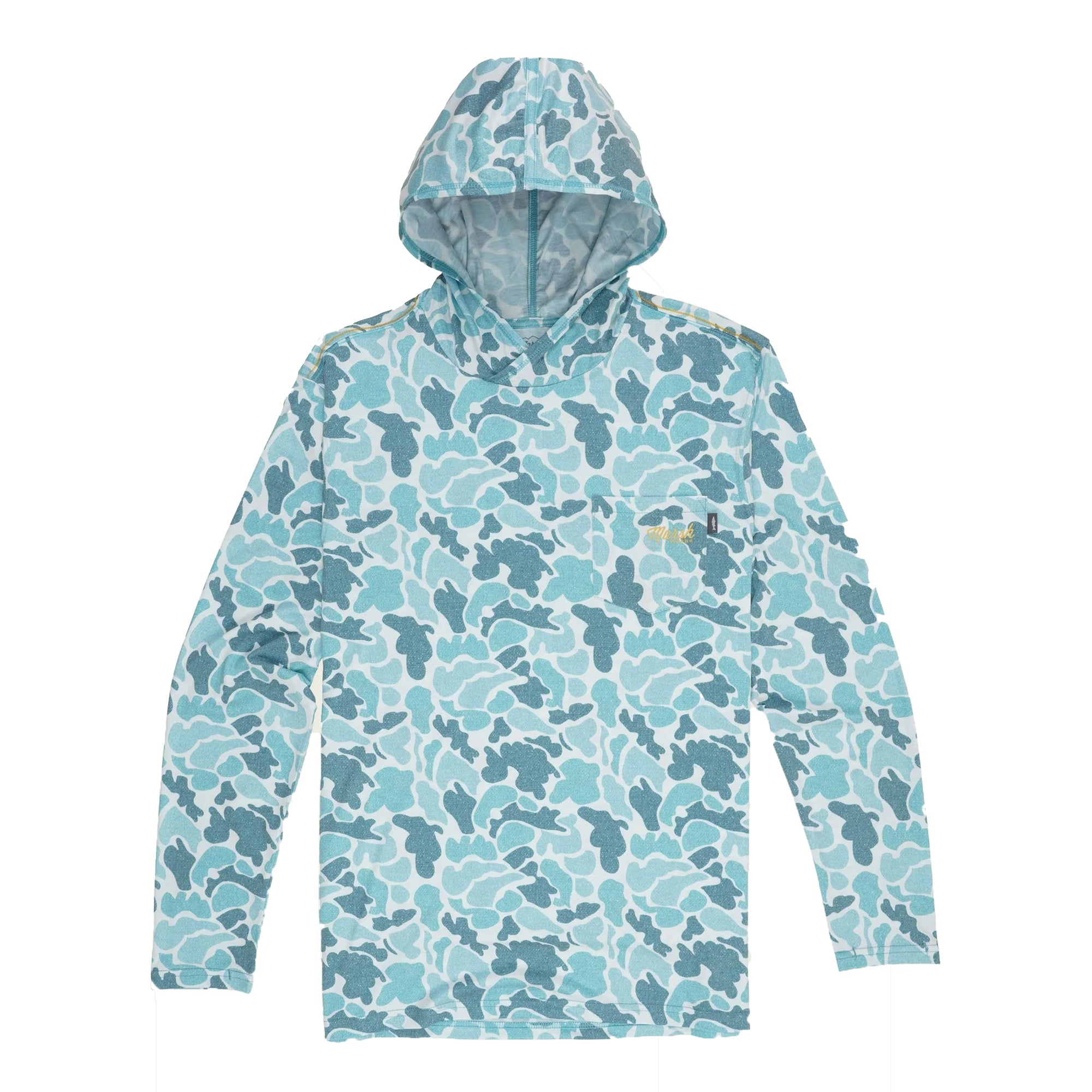 Marsh Wear Millard Pamlico Hooded Men's L/S T-Shirt - Teal Camo