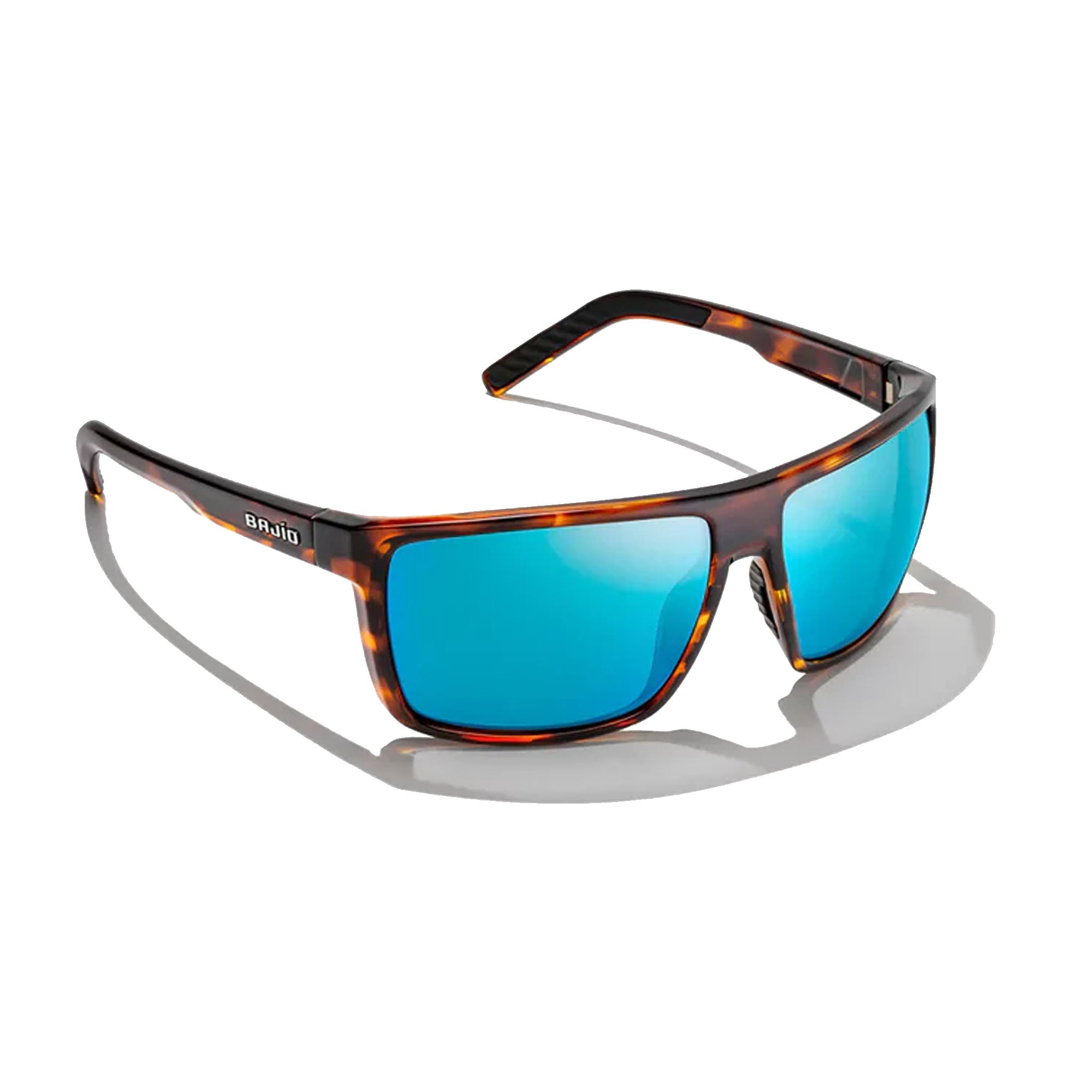 Bajio Toads Large Men's Sunglasses - Brown Tortoise Gloss/Blue Mirror Polarized