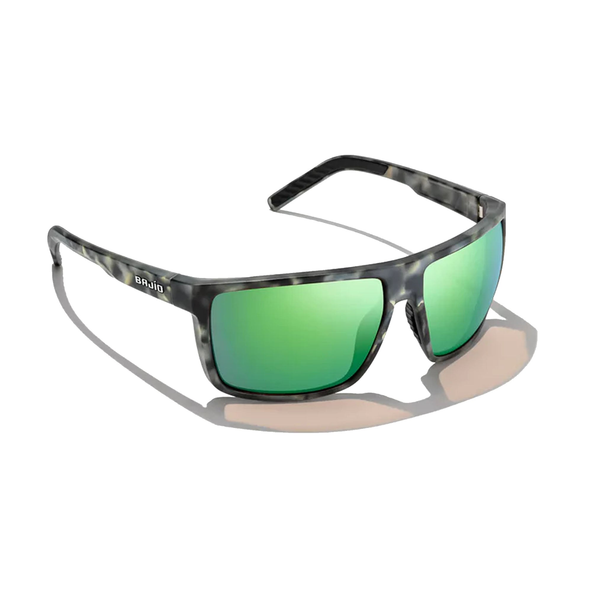 Bajio Toads Large Men's Sunglasses - Grey Camo Matte/Green Mirror Polarized