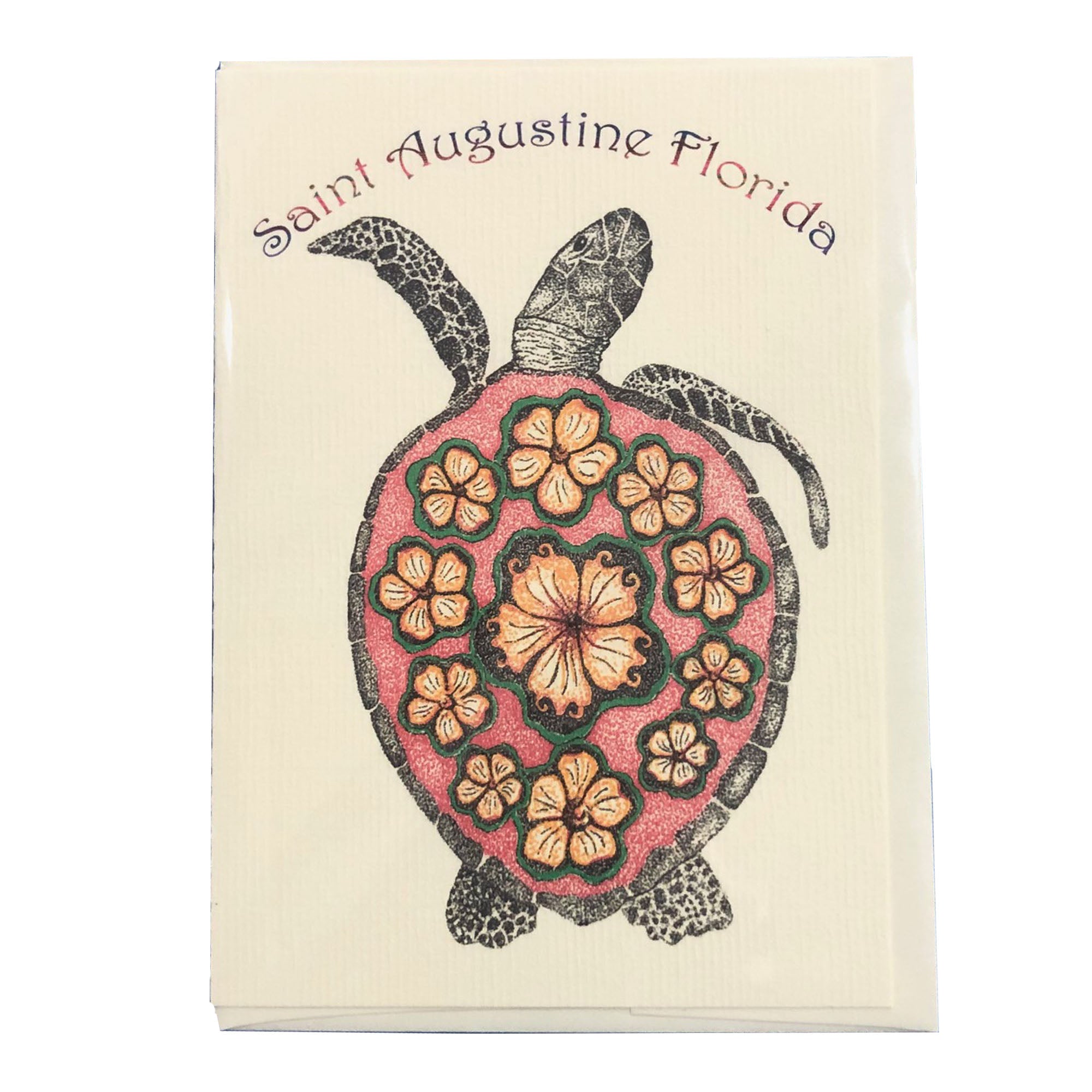 Lottie Dottie Art Turtle Flowers Greeting Card