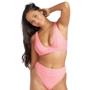 Volcom So Current Plunge U-Wire Women's Bikini Top - Pink