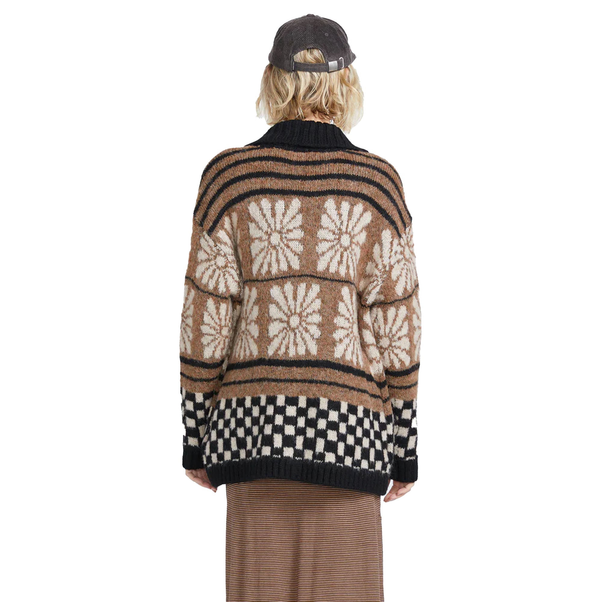 Volcom Rent Free Cardigan Women's L/S Sweater - Vintage Brown