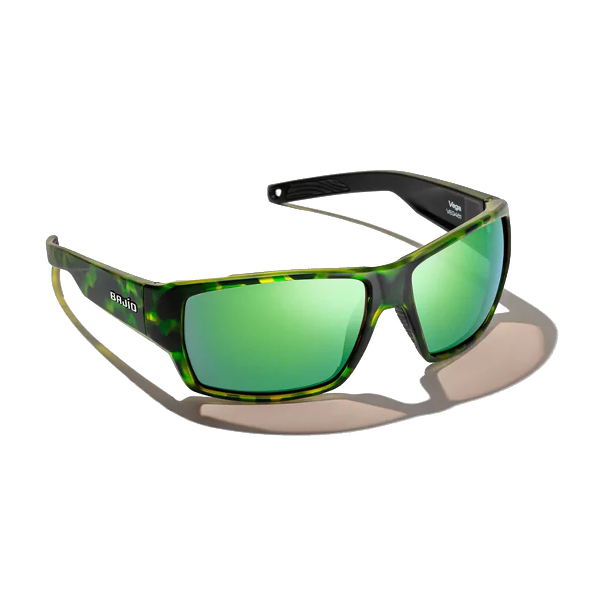 Bajio Vega Large Men's Sunglasses - Green Tortoise Matte/Green Mirror Polarized