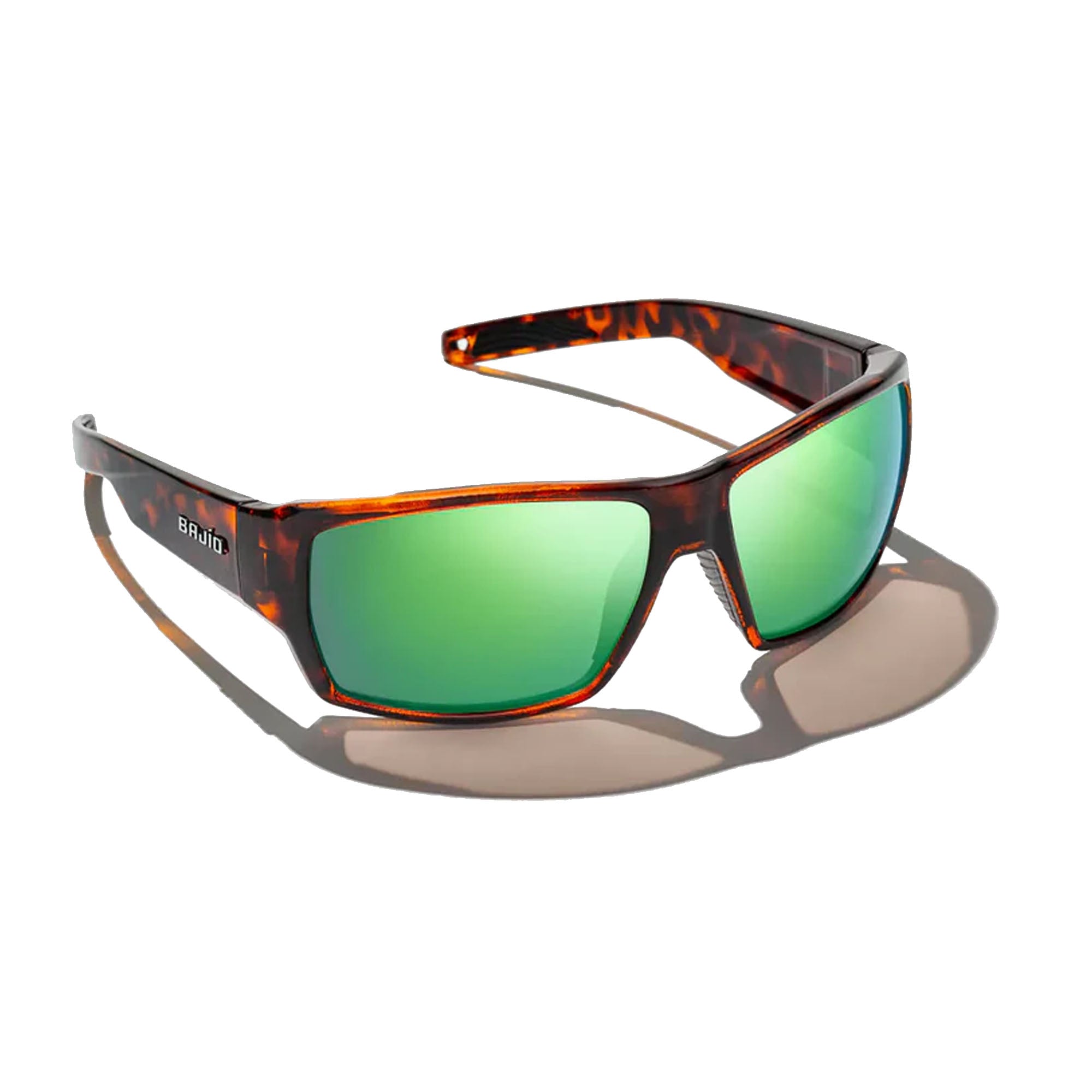 Bajio Vega Large Men's Sunglasses - Brown Tortoise Matte/Green Mirror Polarized