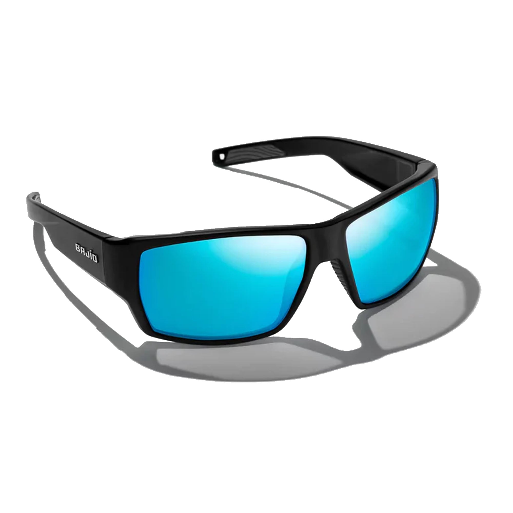 Bajio Vega Large Men's Sunglasses - Black Matte/Blue Mirror Polarized