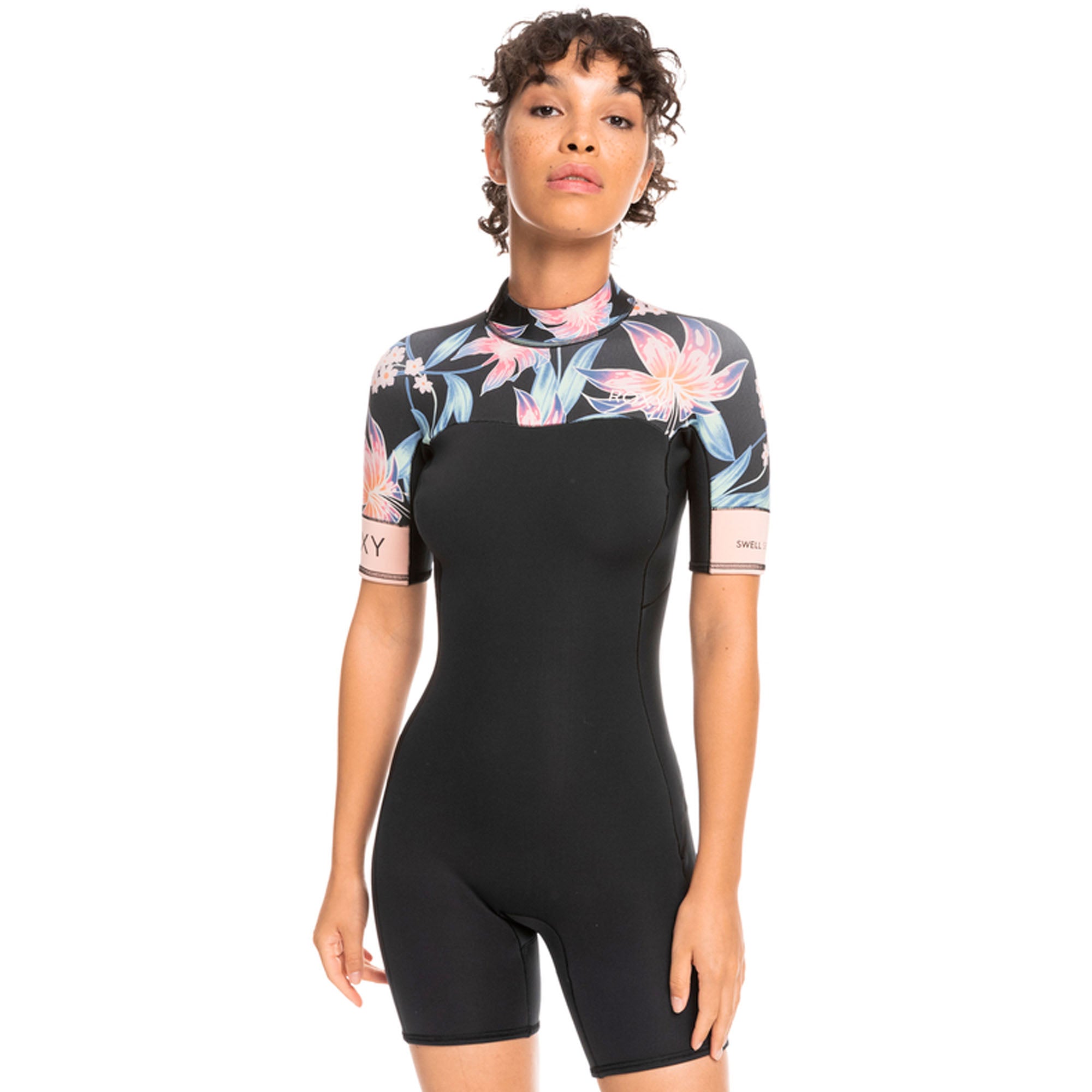 Roxy Swell Series 2.0 Quicklock 2mm Back-Zip Women's S/S Springsuit - Black/Floral