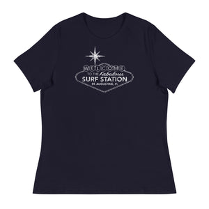 Surf Station Welcome Sign White Women's Relaxed T-Shirt