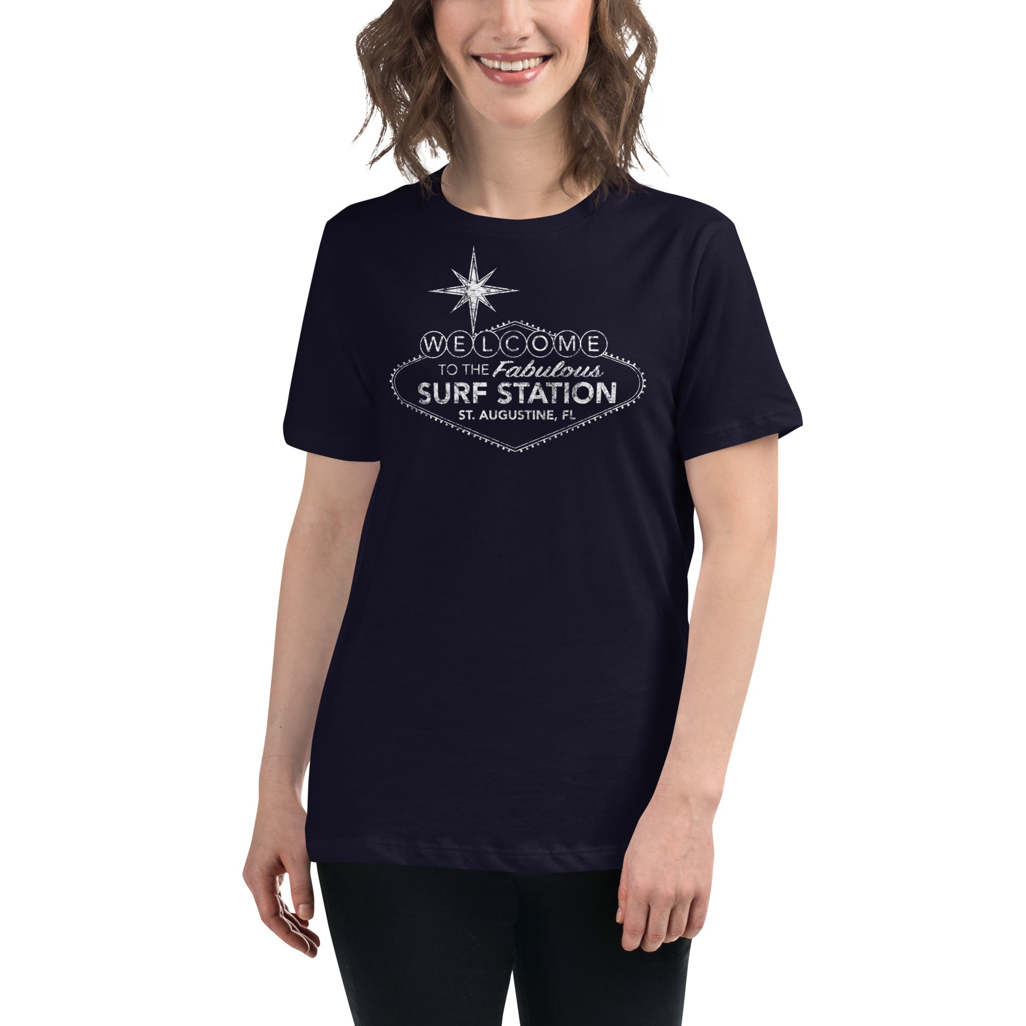 Surf Station Welcome Sign White Women's Relaxed T-Shirt