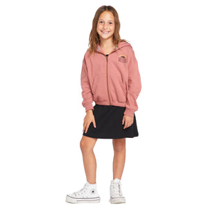 Volcom Zip Dudette Youth Girls L/S Hoodie - Mauve