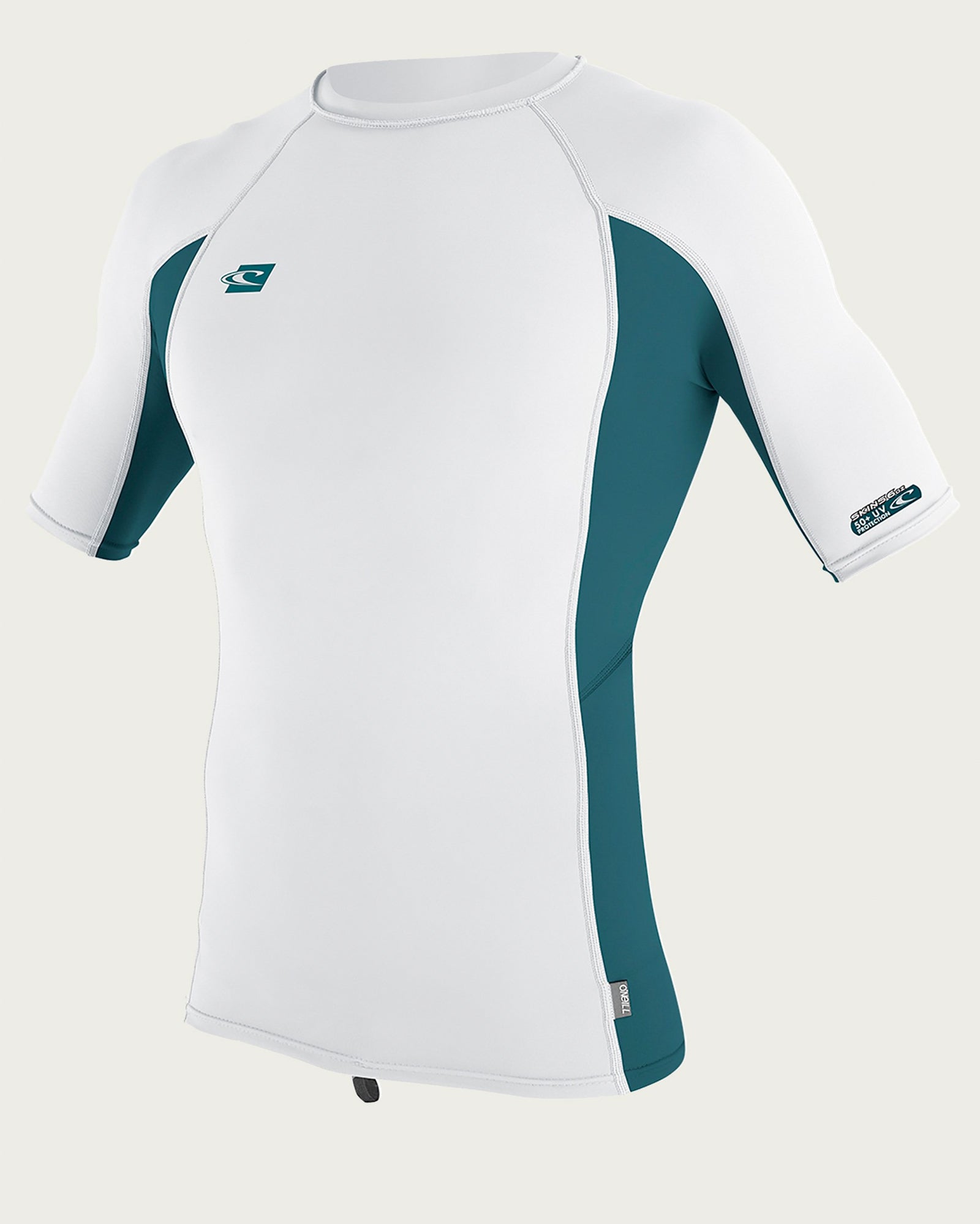 O'Neill Premium Skins Men's S/S Rashguard - White/Teal