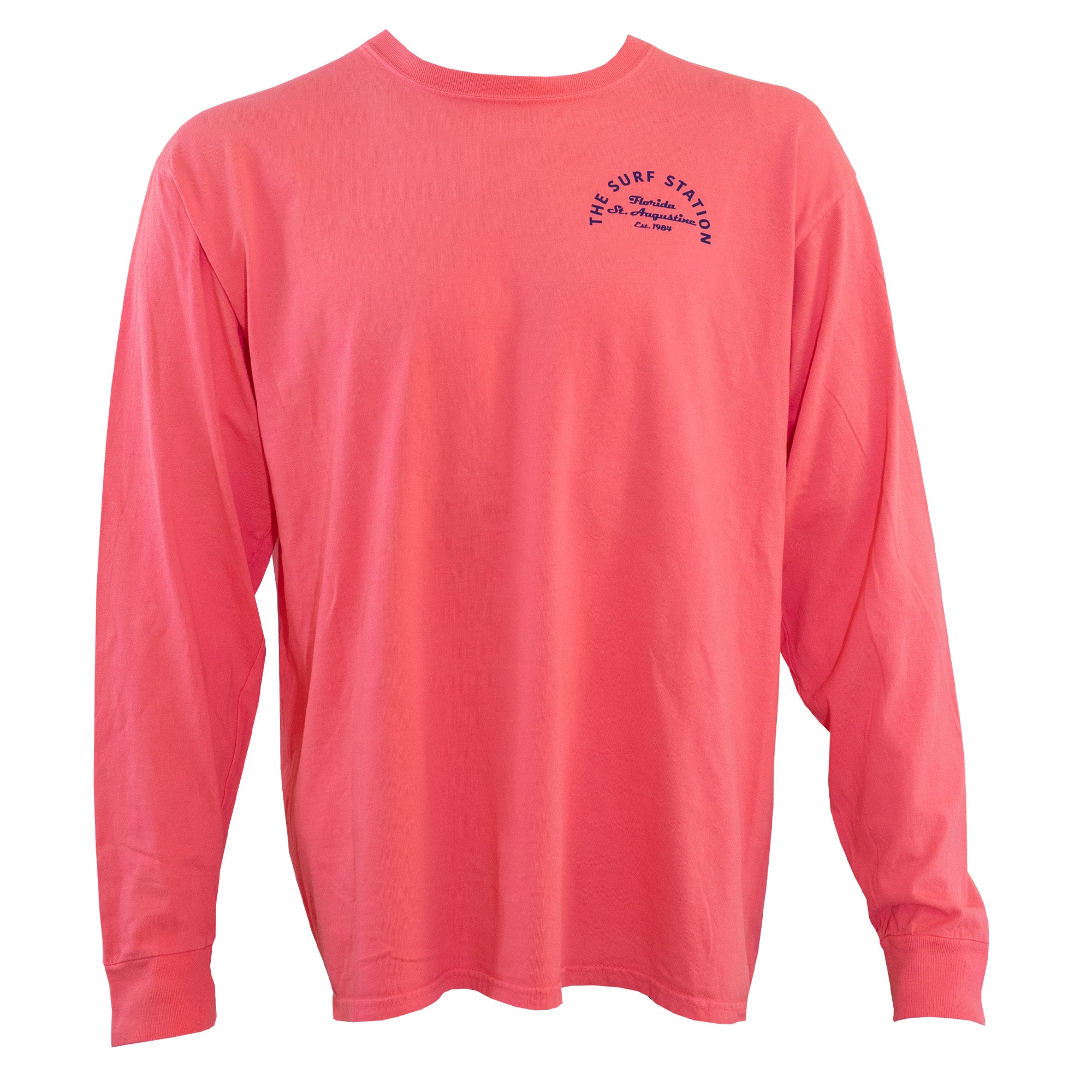 Surf Station Arch Logo Men's L/S T-Shirt - Salmon