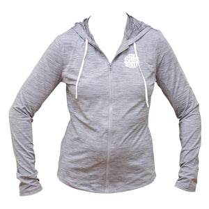 Surf Station Cabana Daze Women's L/S Hooded Zip Up Rashguard - Heather Grey