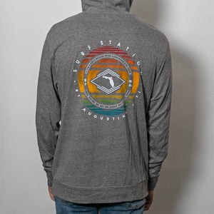 Surf Station Oldest City Coordinates L/S Hooded Pullover - Heather Grey