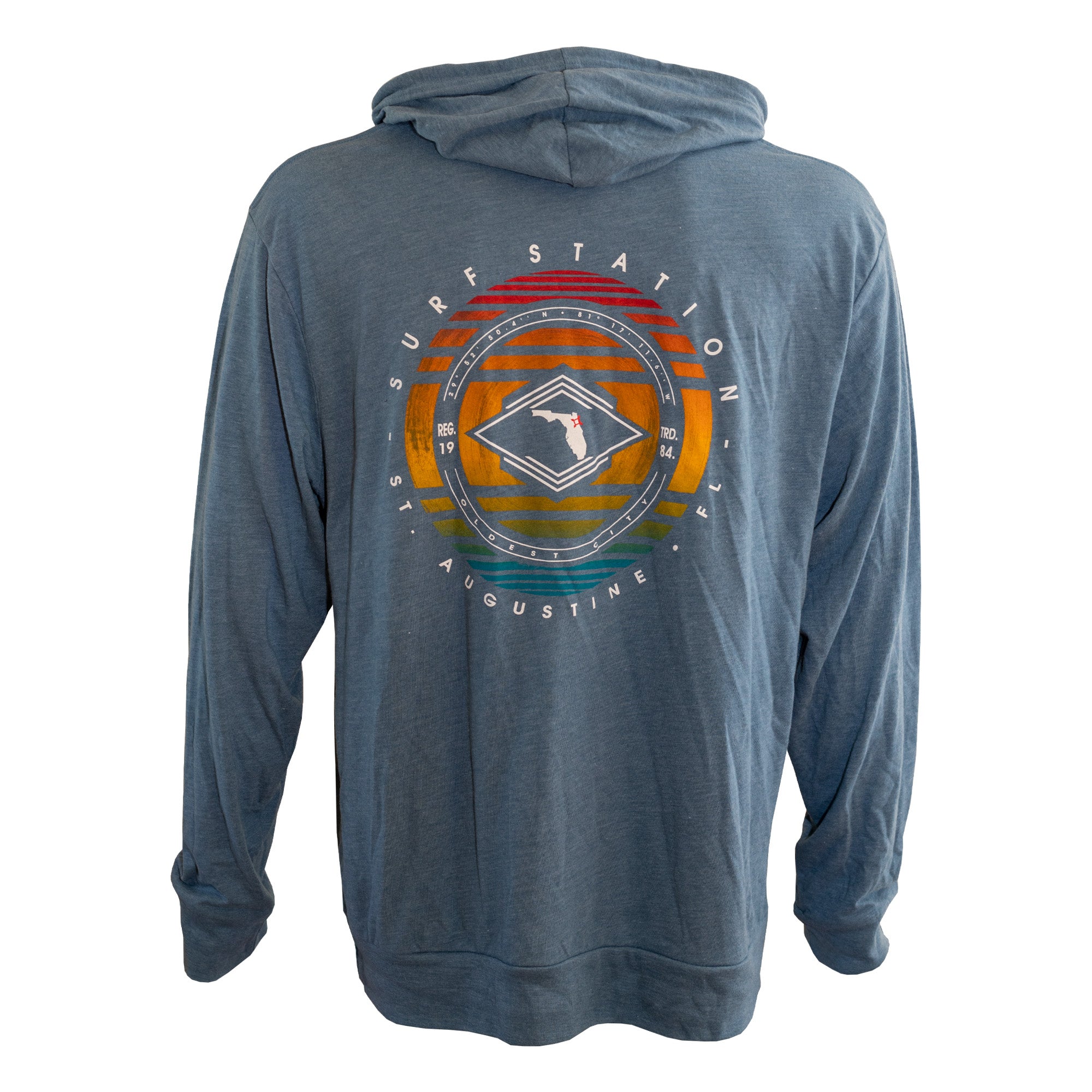 Surf Station Oldest City Coordinates L/S Hooded Pullover - Glacier